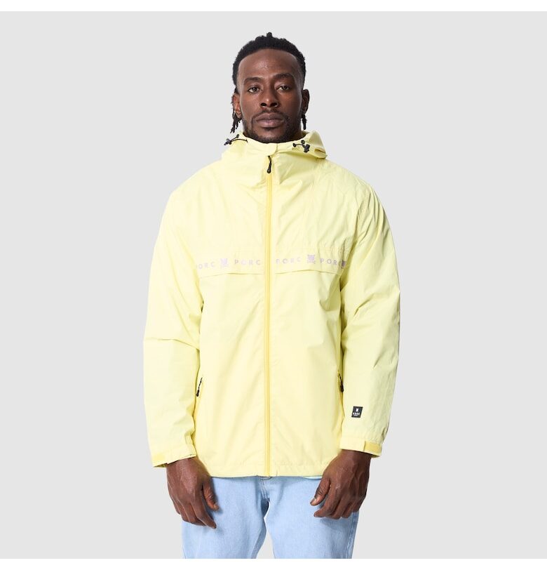 Унисекс олекотено яке с качулка - Светло жълто PORC