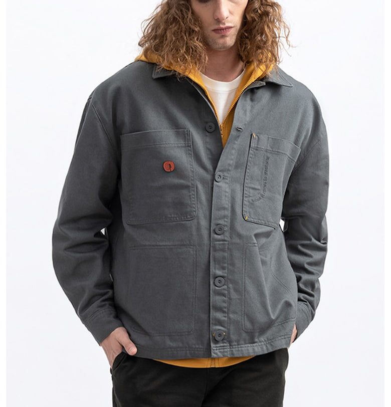 Унисекс памучно яке тип риза - Tъмносив KAFT