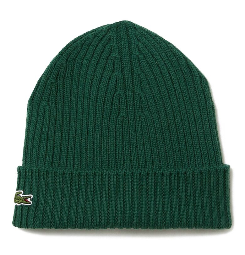 Унисекс рипсена шапка от вълна - Зелен Lacoste