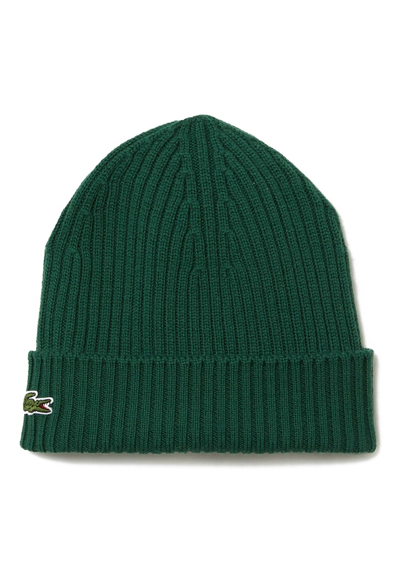 Унисекс рипсена шапка от вълна - Зелен Lacoste