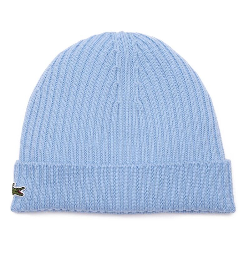 Унисекс рипсена шапка от вълна - Светлосин Lacoste