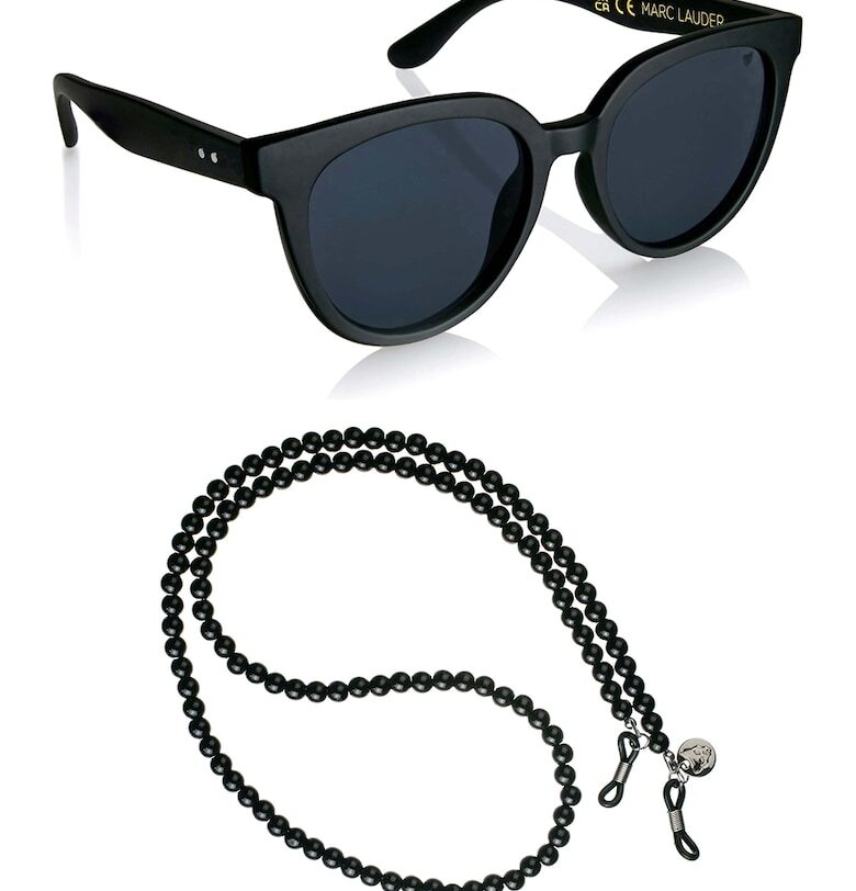 Унисекс слънчеви очила Butterfly с верижка - Черен Marc Lauder