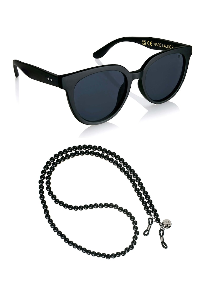 Унисекс слънчеви очила Butterfly с верижка - Черен Marc Lauder