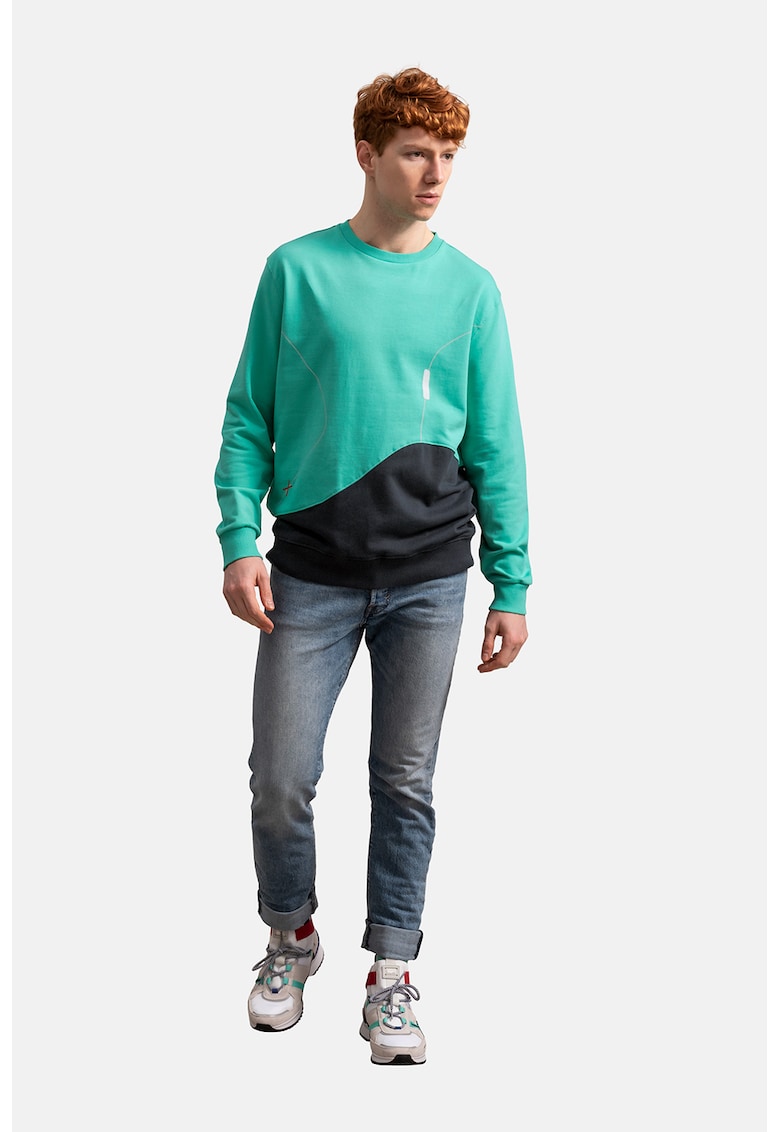 Унисекс суитшърт с контрасти - Черен/Аквамарин синьо KAFT
