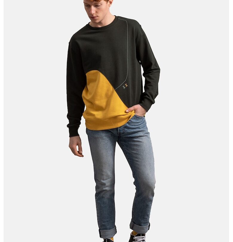 Унисекс суитшърт с контрасти - Черен/Шафраново жълто KAFT