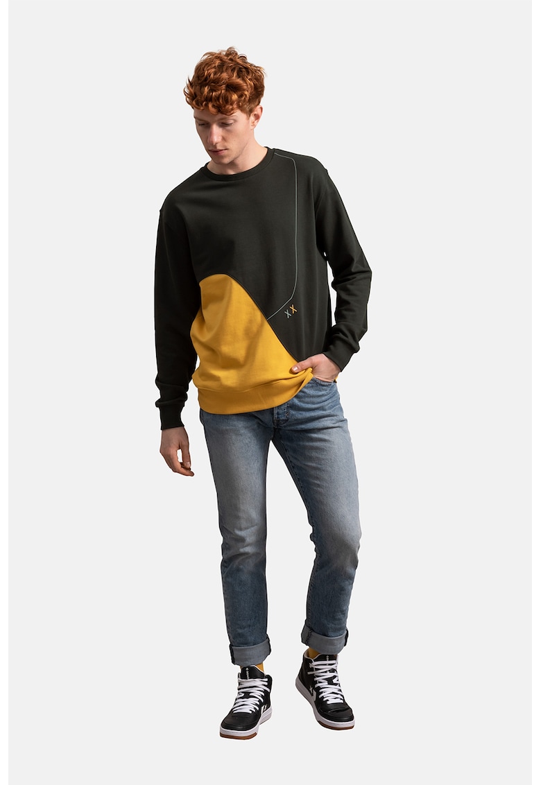 Унисекс суитшърт с контрасти - Черен/Шафраново жълто KAFT