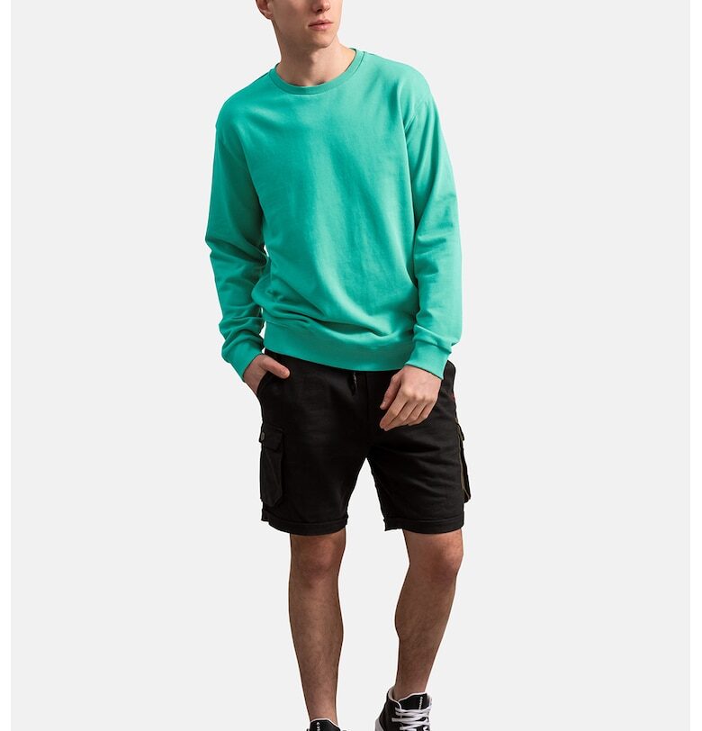 Унисекс суитшърт с овално деколте и рипсени краища - Аквамарин синьо KAFT