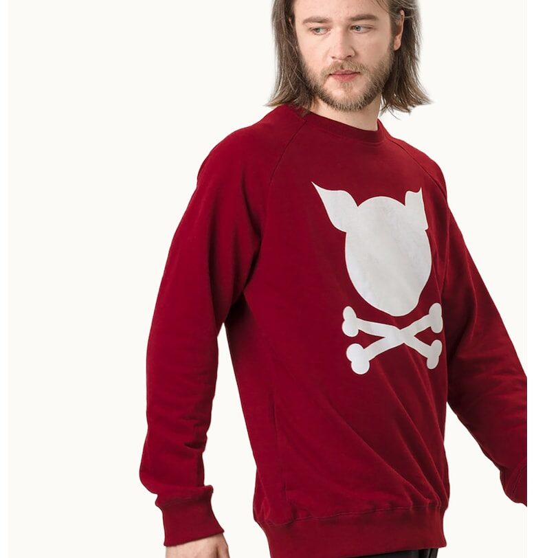 Унисекс суитшърт с ръкави реглан - Бял/Бордо PORC