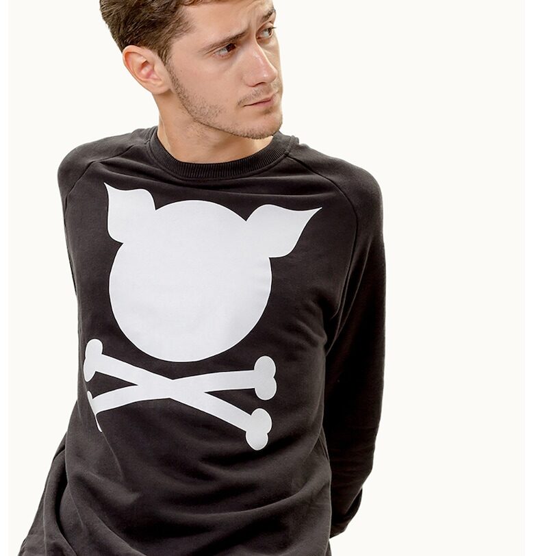 Унисекс суитшърт с ръкави реглан - Бял/Черен PORC