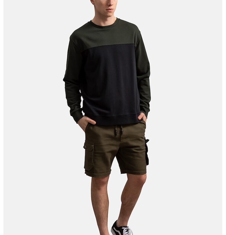 Унисекс суитшърт с цветен блок - Черен/Tъмносив KAFT