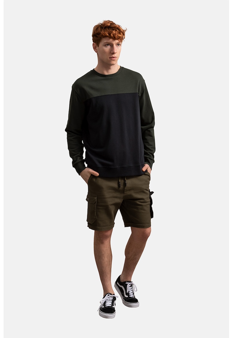 Унисекс суитшърт с цветен блок - Черен/Tъмносив KAFT