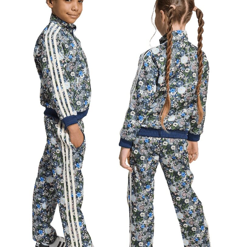 Унисекс флорално спортно яке Firebird с цип - Слонова кост/Тъмносин adidas Originals