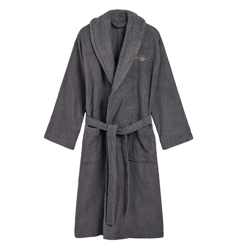 Унисекс халат за баня Archive Shield с колан - Tъмносив Gant