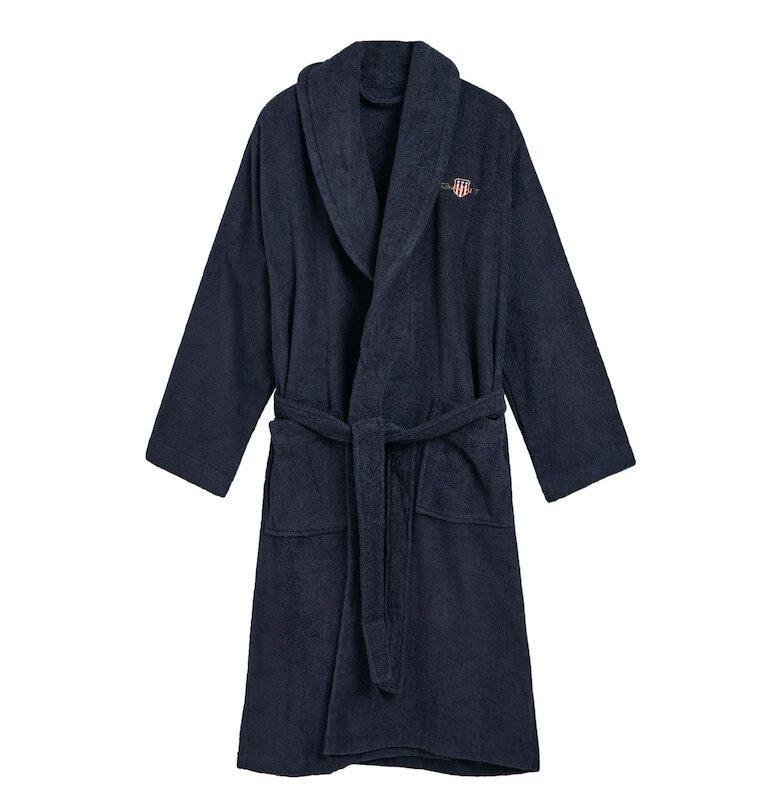 Унисекс халат за баня Archive Shield с колан - Тъмносин Gant