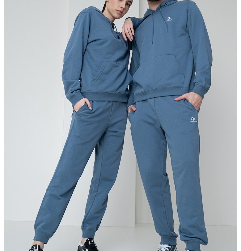 Унисекс худи Go-To с връзка - Бял/Прашно синьо Converse