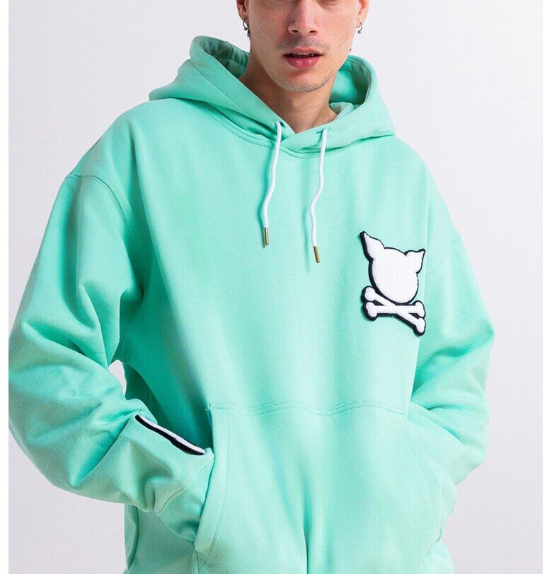 Унисекс худи Ruthless с лого - Аквамарин синьо PORC