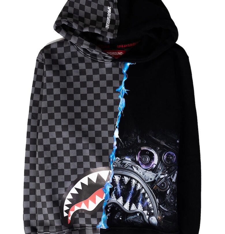 Унисекс худи с десен - Черен/Сив/Син Sprayground