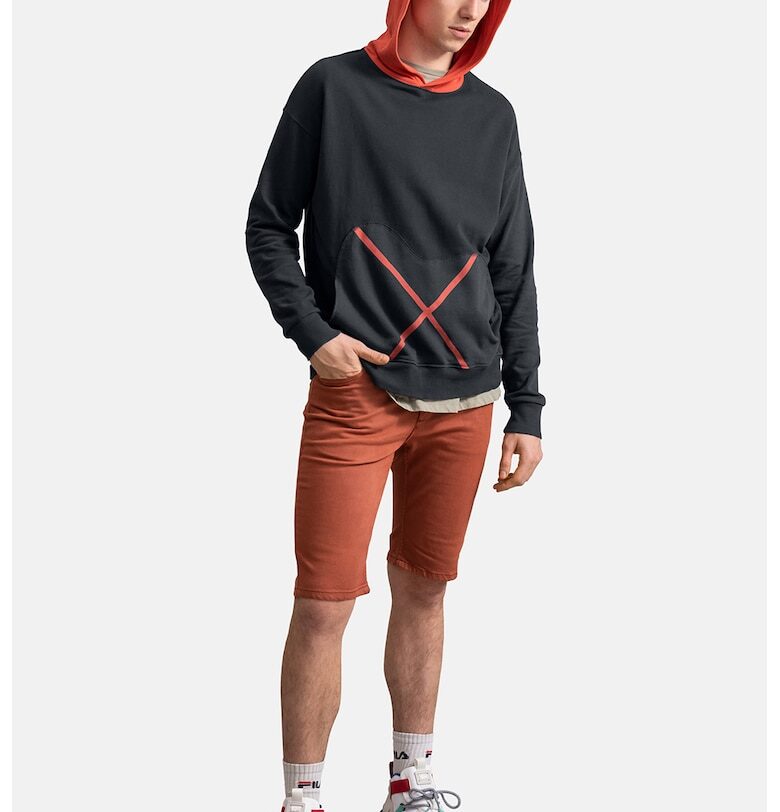 Унисекс худи с джоб кенгуру - Корал/Антрацитно сиво KAFT