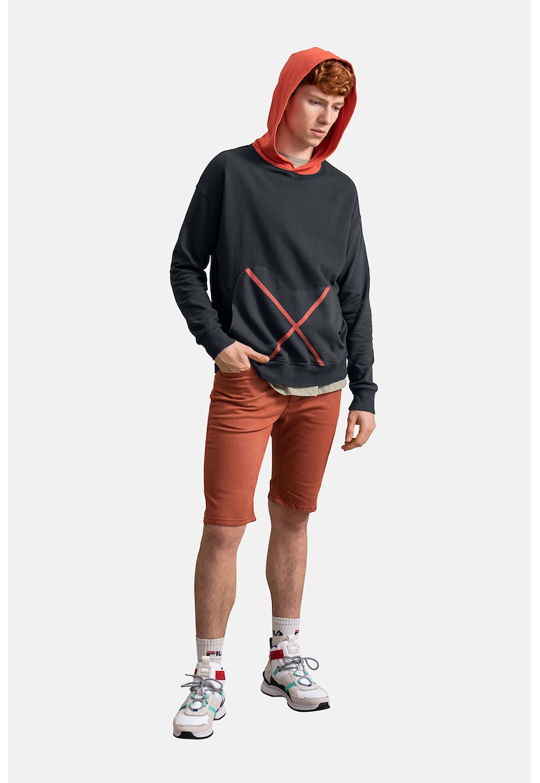 Унисекс худи с джоб кенгуру - Корал/Антрацитно сиво KAFT