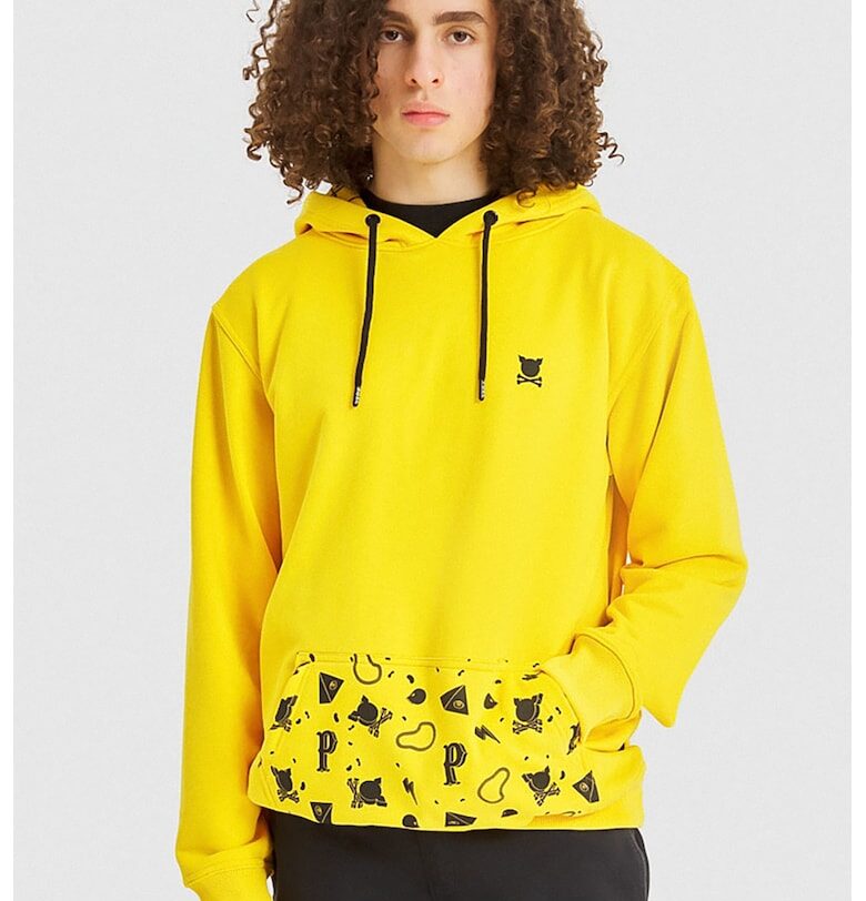 Унисекс худи с джоб тип кенгуру - Жълт PORC
