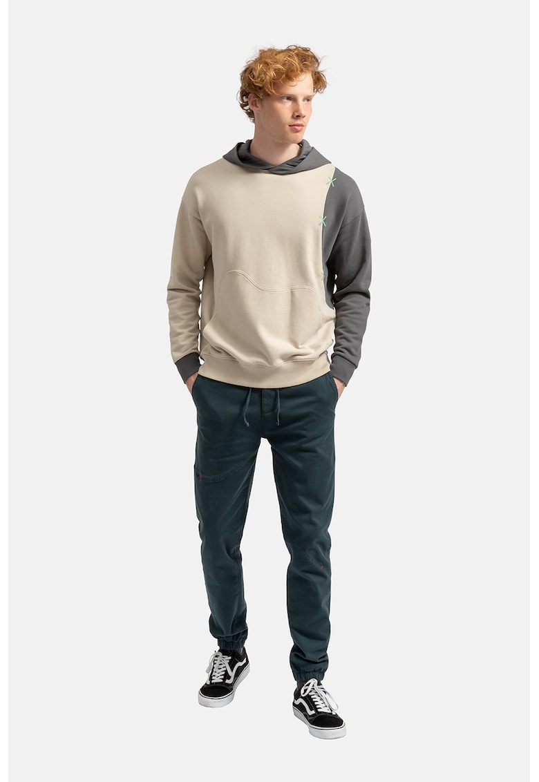 Унисекс худи с контрастни ръкави - Слонова кост/Въглен сиво KAFT