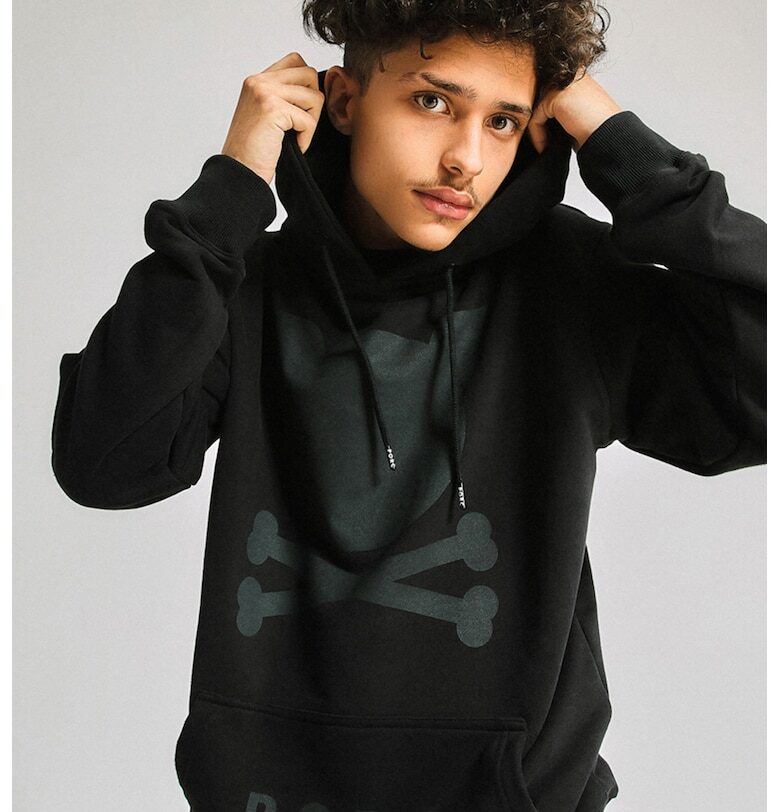 Унисекс худи с лого - Черен PORC