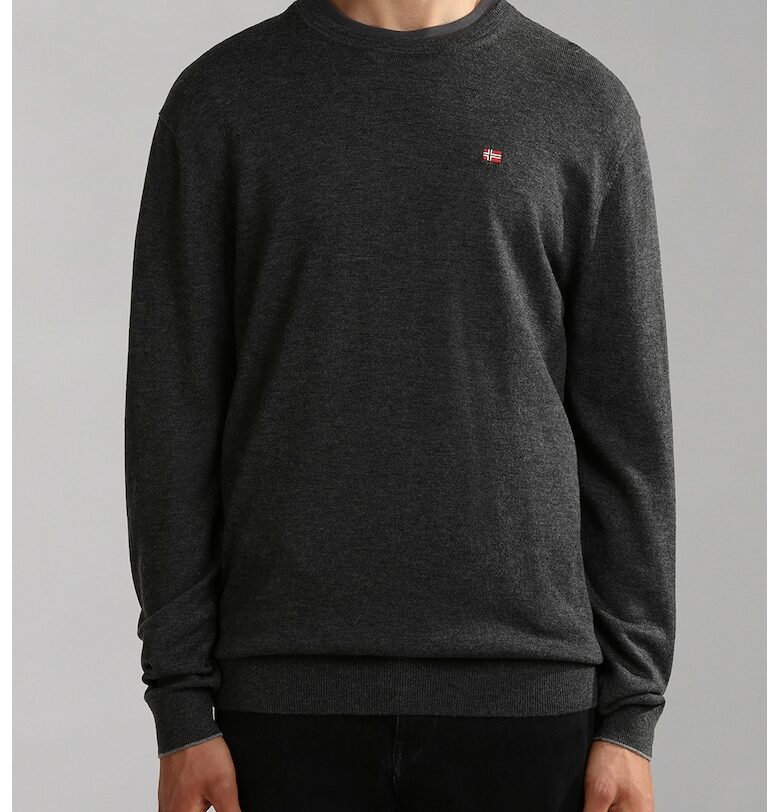 Фино плетен вълнен пуловер Damavand - Антрацитно сиво Napapijri