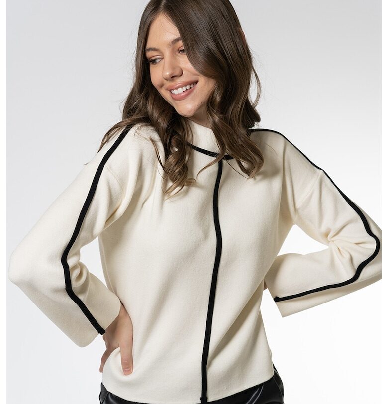 Фино плетен пуловер Debra с паднали ръкави - Крем Hermosa