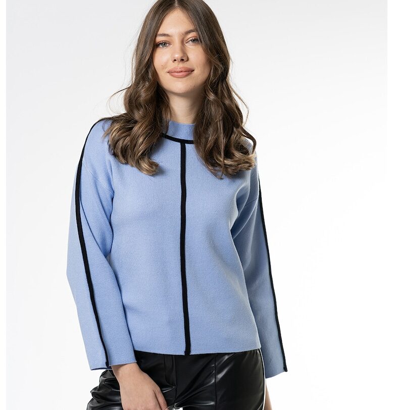 Фино плетен пуловер Debra с паднали ръкави - Пастелносин Hermosa