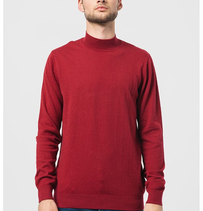 Фино плетен пуловер Seasonal с вълна - Бордо Wrangler