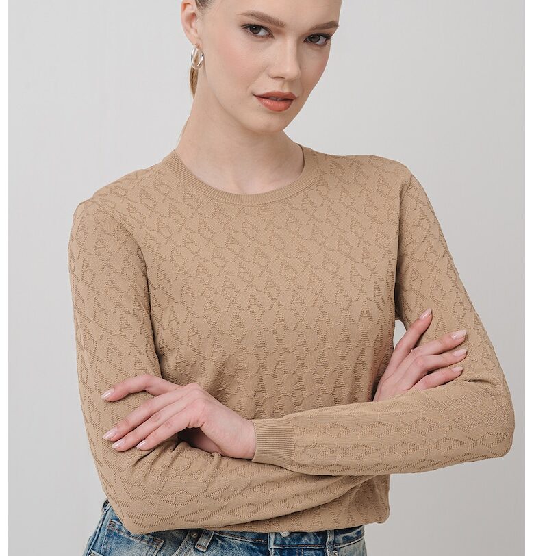 Фино плетен пуловер с овално деколте - Кафяв ARMANI EXCHANGE