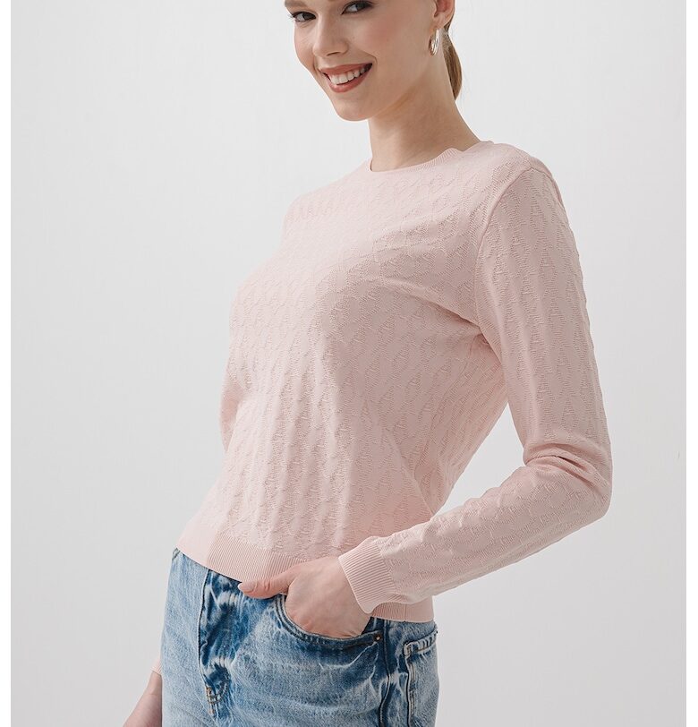 Фино плетен пуловер с овално деколте - Пастелнорозов ARMANI EXCHANGE