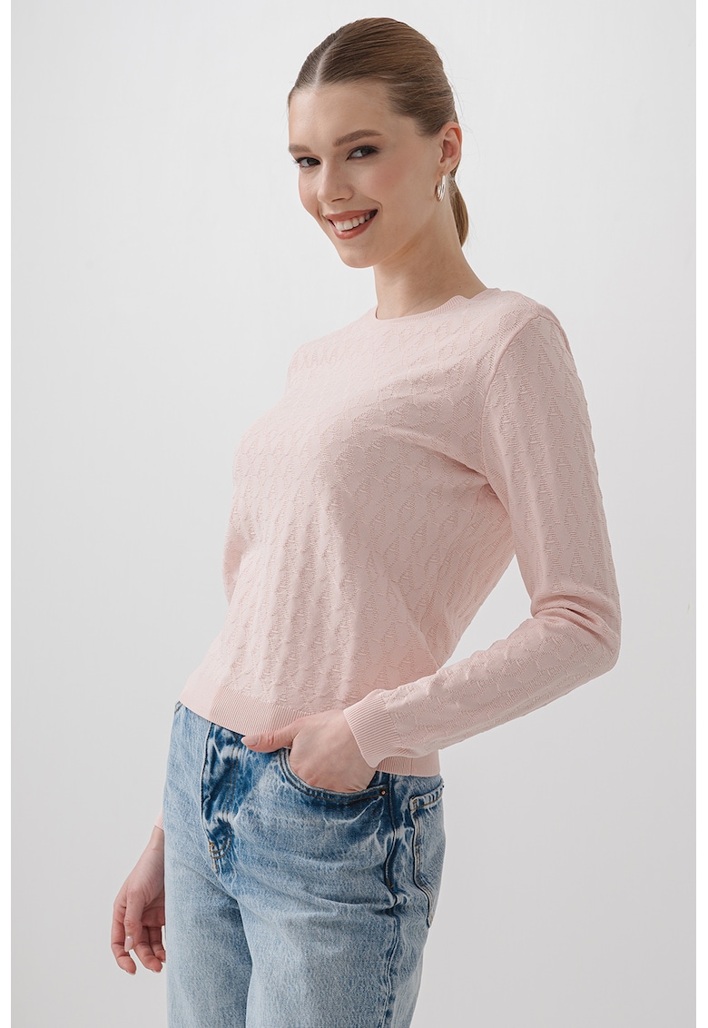 Фино плетен пуловер с овално деколте - Пастелнорозов ARMANI EXCHANGE