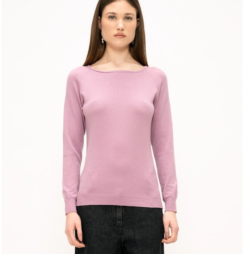Фино плетен пуловер с ръкави реглан - Лилав Marc Ellis