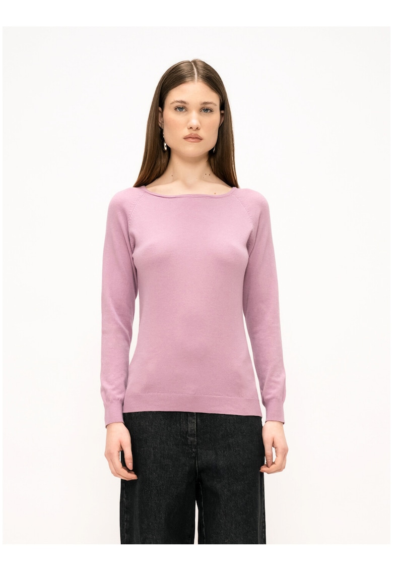 Фино плетен пуловер с ръкави реглан - Лилав Marc Ellis