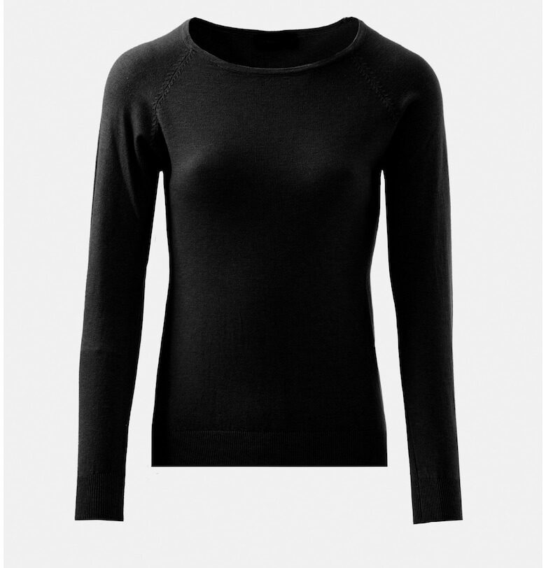 Фино плетен пуловер с ръкави реглан - Черен Marc Ellis
