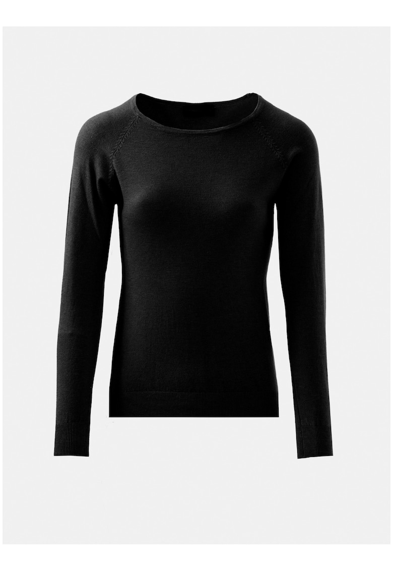 Фино плетен пуловер с ръкави реглан - Черен Marc Ellis