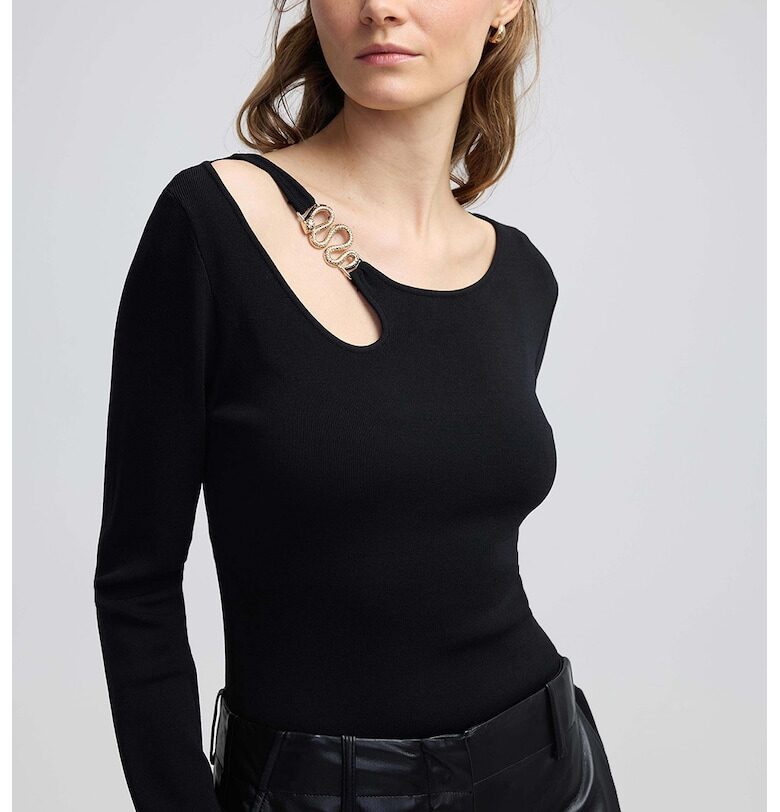 Фино плетена блуза с отвор - Черен Ipekyol