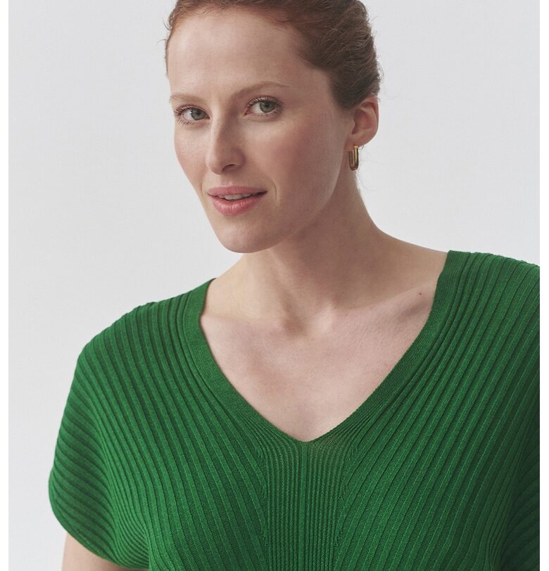 Фино плетена блуза с шпиц - Зелен Tatuum