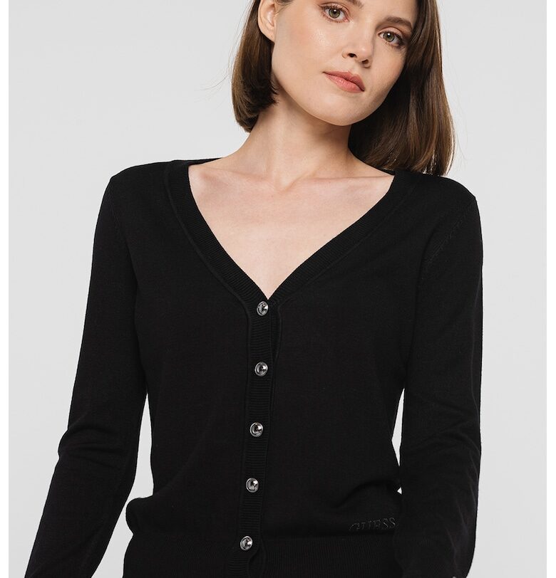 Фино плетена жилетка с шпиц - Черен GUESS