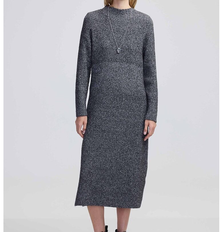 Фино плетена миди рокля - Меланж тъмно сиво Ipekyol