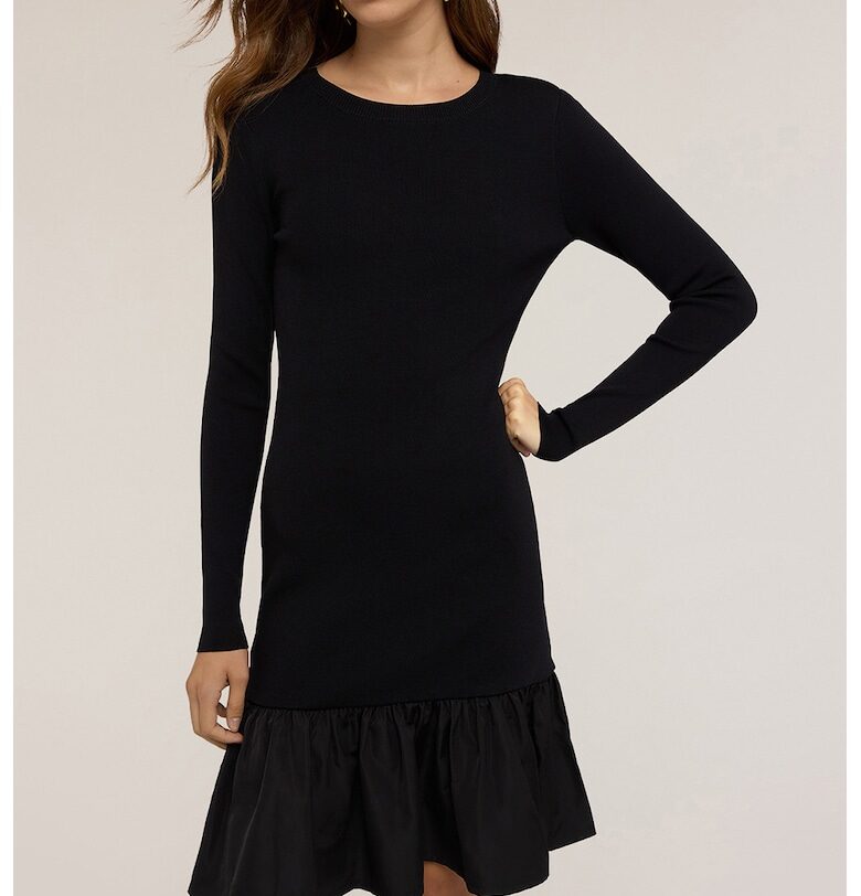 Фино плетена рокля с набран подгъв - Черен Motivi