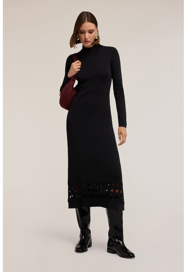 Фино плетена рокля с отвори - Черен Motivi