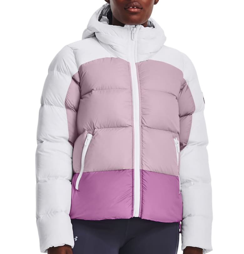 Фитнес зимно яке с вата и качулка - Бял/Бледа лила Under Armour