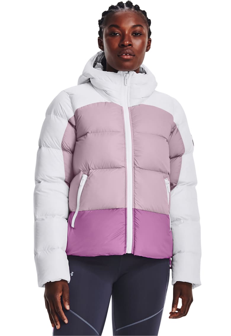 Фитнес зимно яке с вата и качулка - Бял/Бледа лила Under Armour