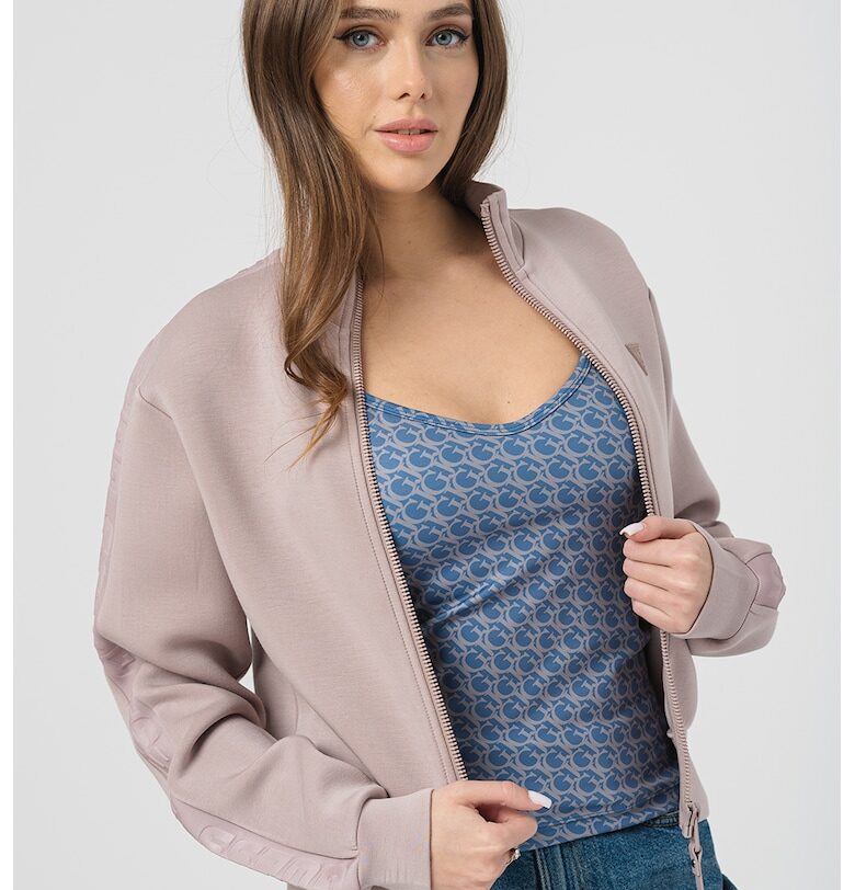 Фитнес суитшърт с цип - Бледовиолетов GUESS