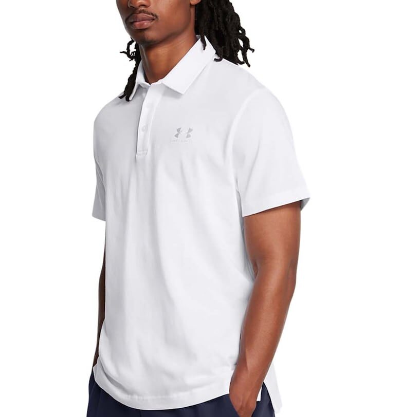 Фитнес тениска с яка и лого - Бял Under Armour