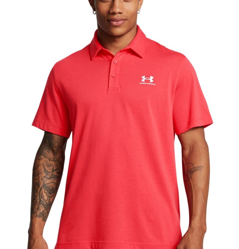 Фитнес тениска с яка и лого - Червен Under Armour