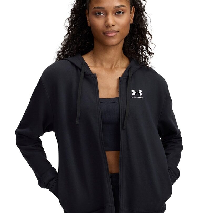 Фитнес худи с цип и джобове - Бял/Черен Under Armour