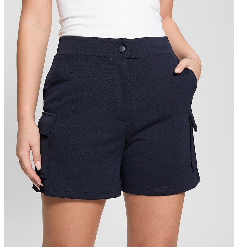 Фитнес шорти с висока талия - Ултрамарин синьо GUESS